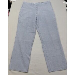 Alan Flusser Seersucker Pants Mens 38x28 (Tag 40x30) Pinstriped Cotton Coastal